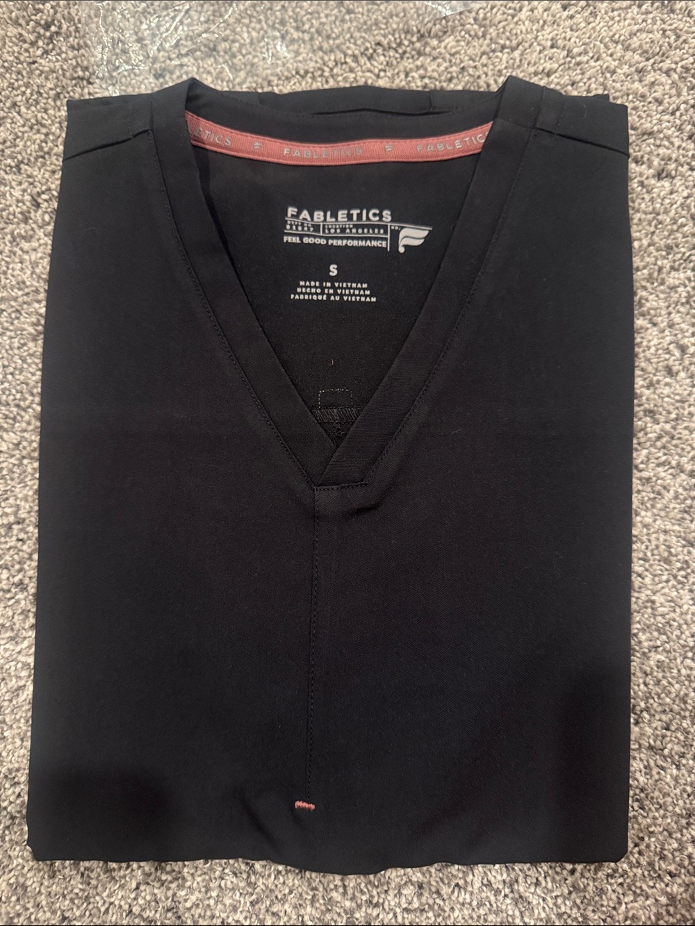Fabletics Womens Black V-Neck Performance Scrub Top